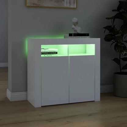 Credenza con Luci LED Bianca 80x35x75 cm - homemem39