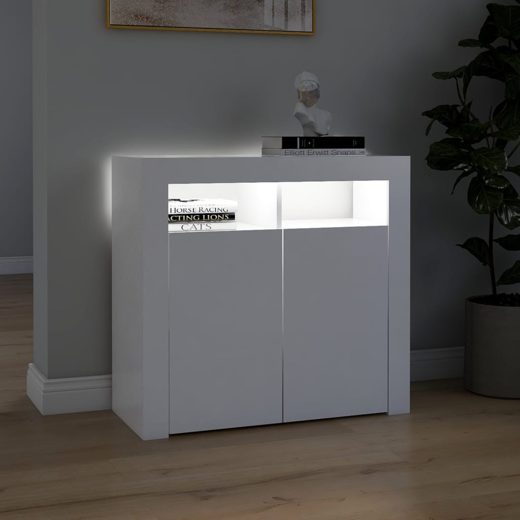 Credenza con Luci LED Bianca 80x35x75 cm - homemem39