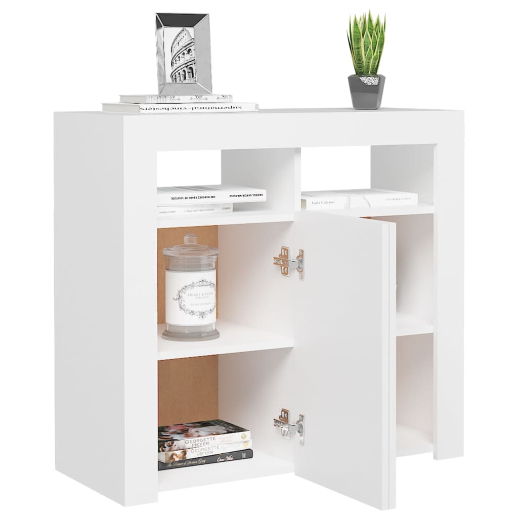 Credenza con Luci LED Bianca 80x35x75 cm - homemem39