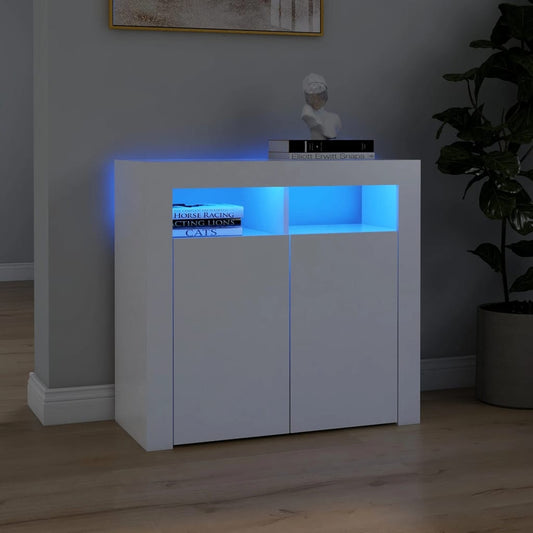 Credenza con Luci LED Bianca 80x35x75 cm - homemem39