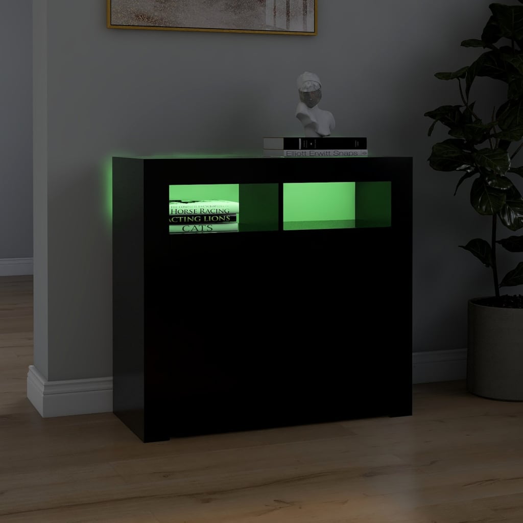 Credenza con Luci LED Nera 80x35x75 cm - homemem39