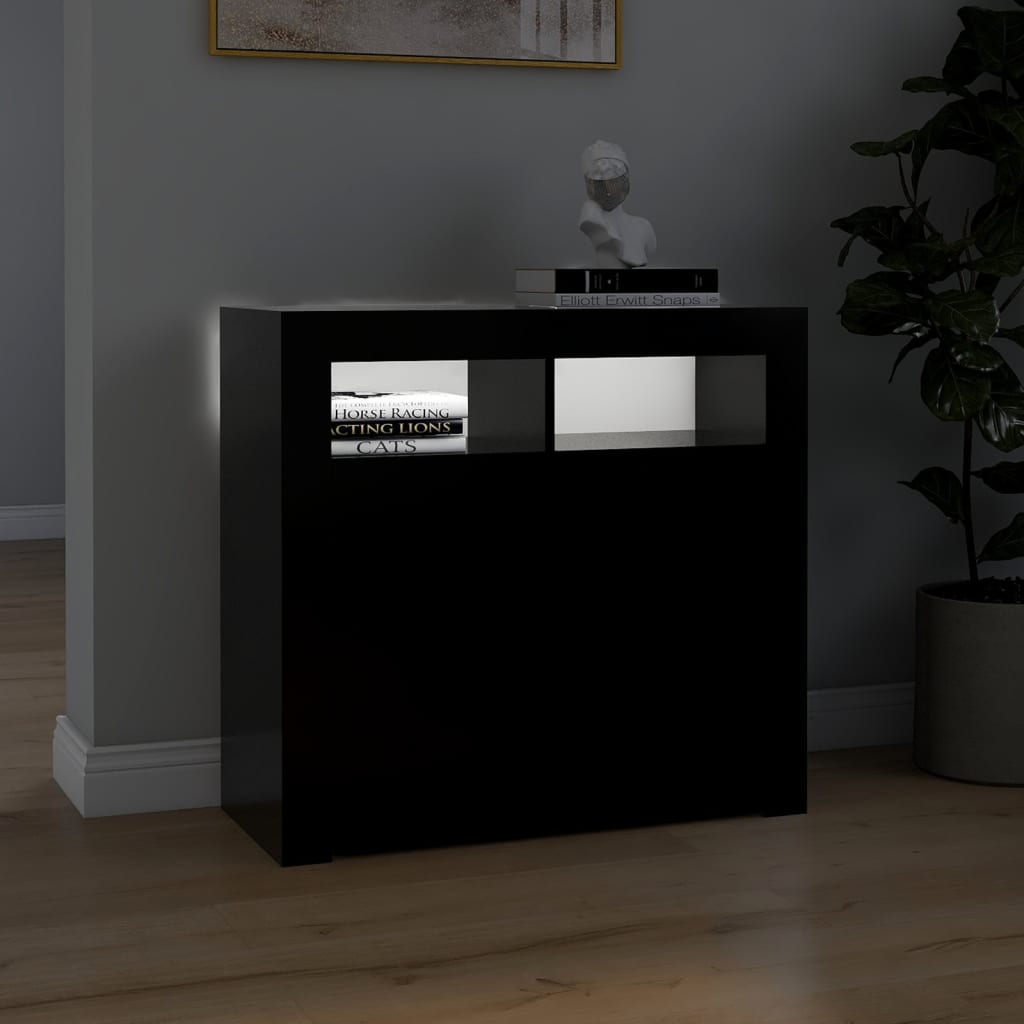 Credenza con Luci LED Nera 80x35x75 cm - homemem39