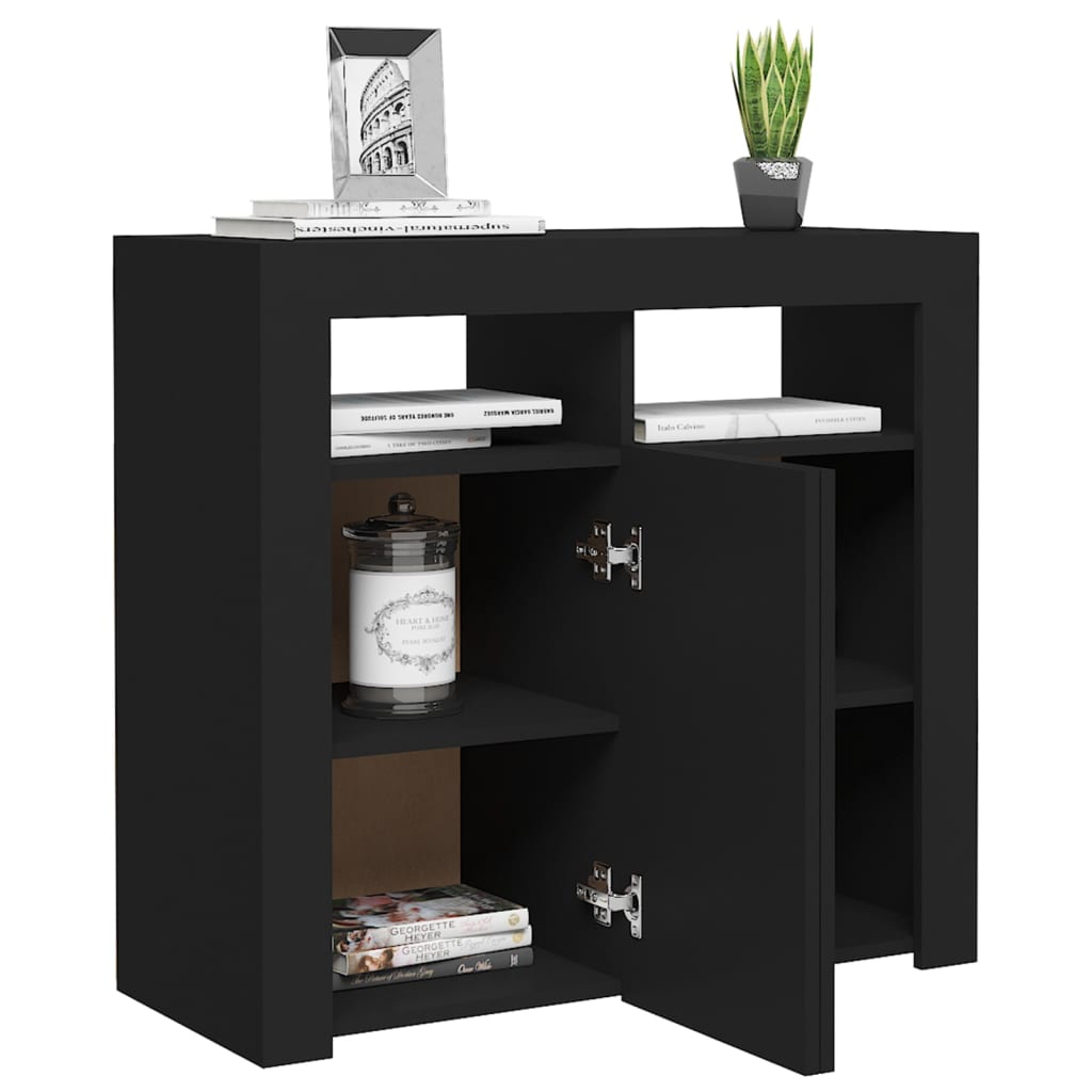 Credenza con Luci LED Nera 80x35x75 cm - homemem39