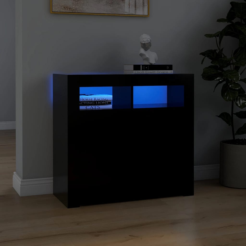 Credenza con Luci LED Nera 80x35x75 cm - homemem39