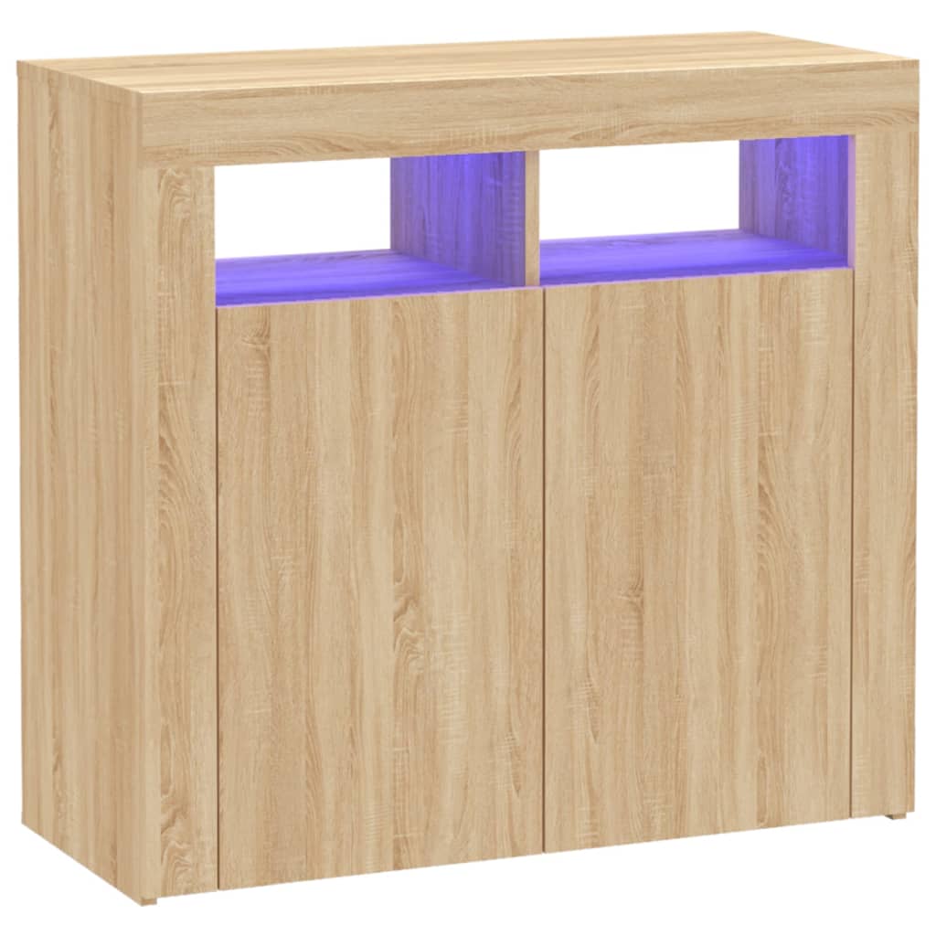 Credenza con Luci LED Rovere Sonoma 80x35x75 cm - homemem39