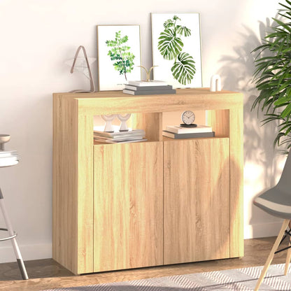 Credenza con Luci LED Rovere Sonoma 80x35x75 cm - homemem39