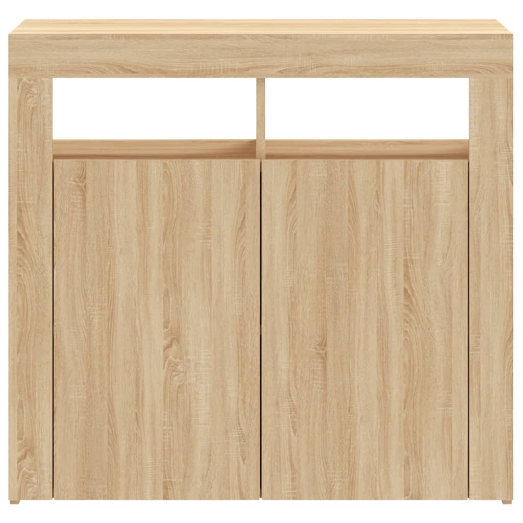 Credenza con Luci LED Rovere Sonoma 80x35x75 cm - homemem39