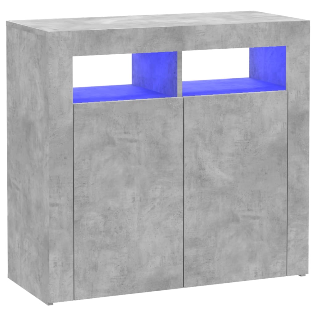 Credenza con Luci LED Grigio Cemento 80x35x75 cm - homemem39