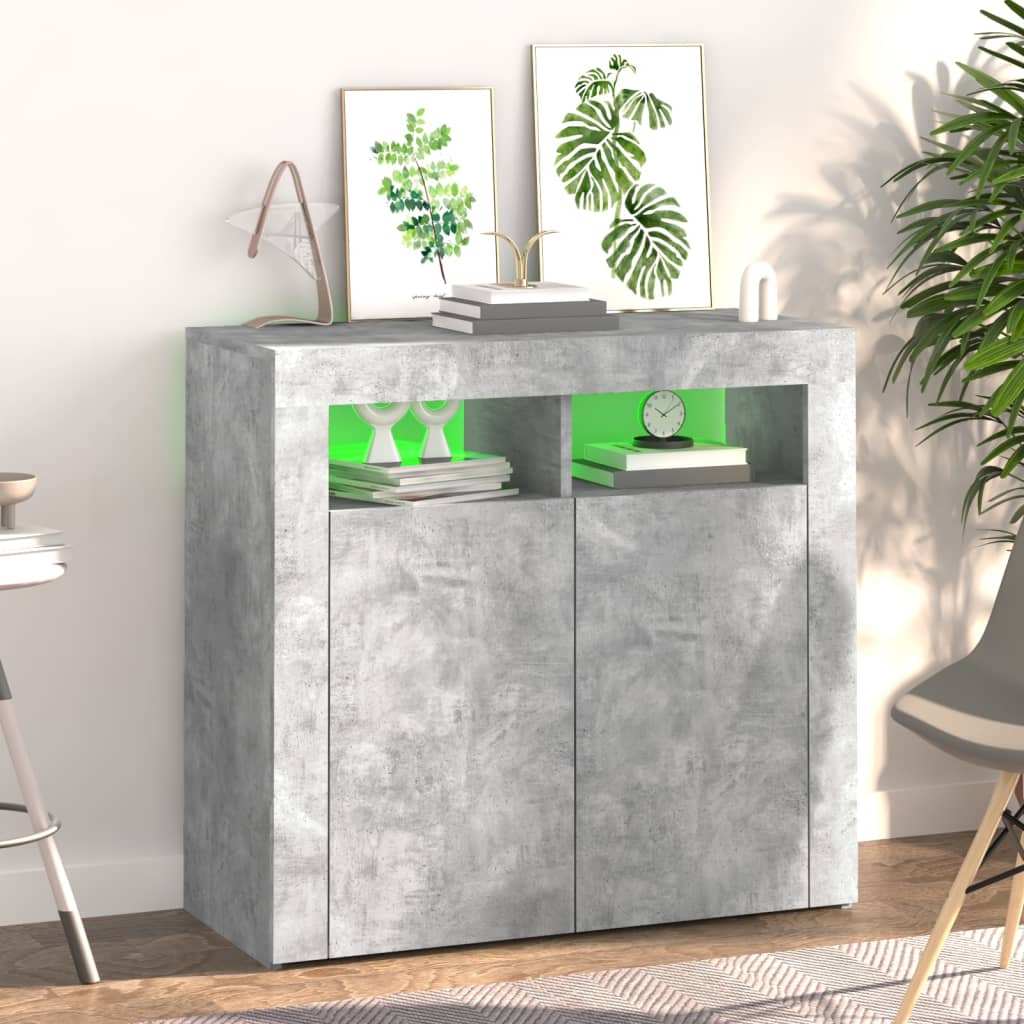 Credenza con Luci LED Grigio Cemento 80x35x75 cm - homemem39