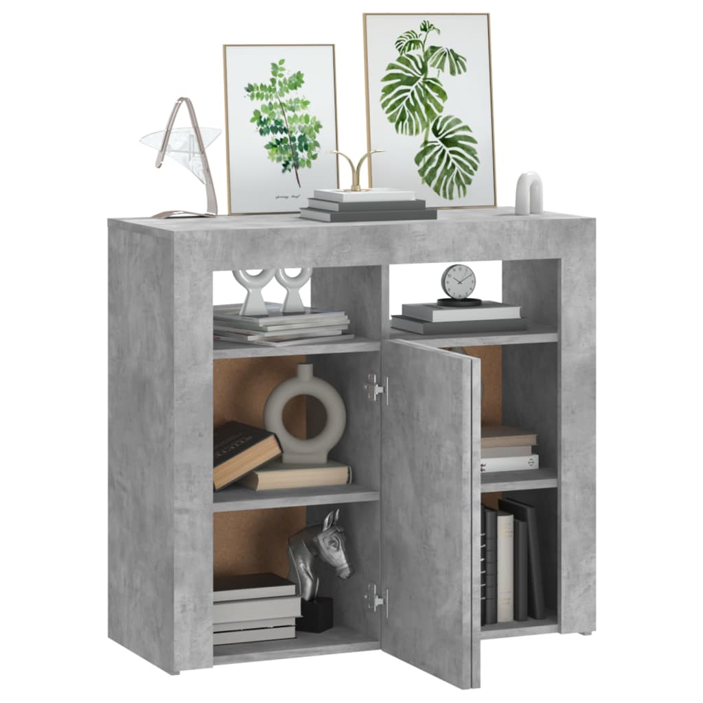 Credenza con Luci LED Grigio Cemento 80x35x75 cm - homemem39