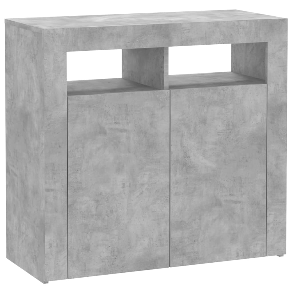 Credenza con Luci LED Grigio Cemento 80x35x75 cm - homemem39