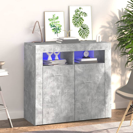 Credenza con Luci LED Grigio Cemento 80x35x75 cm - homemem39