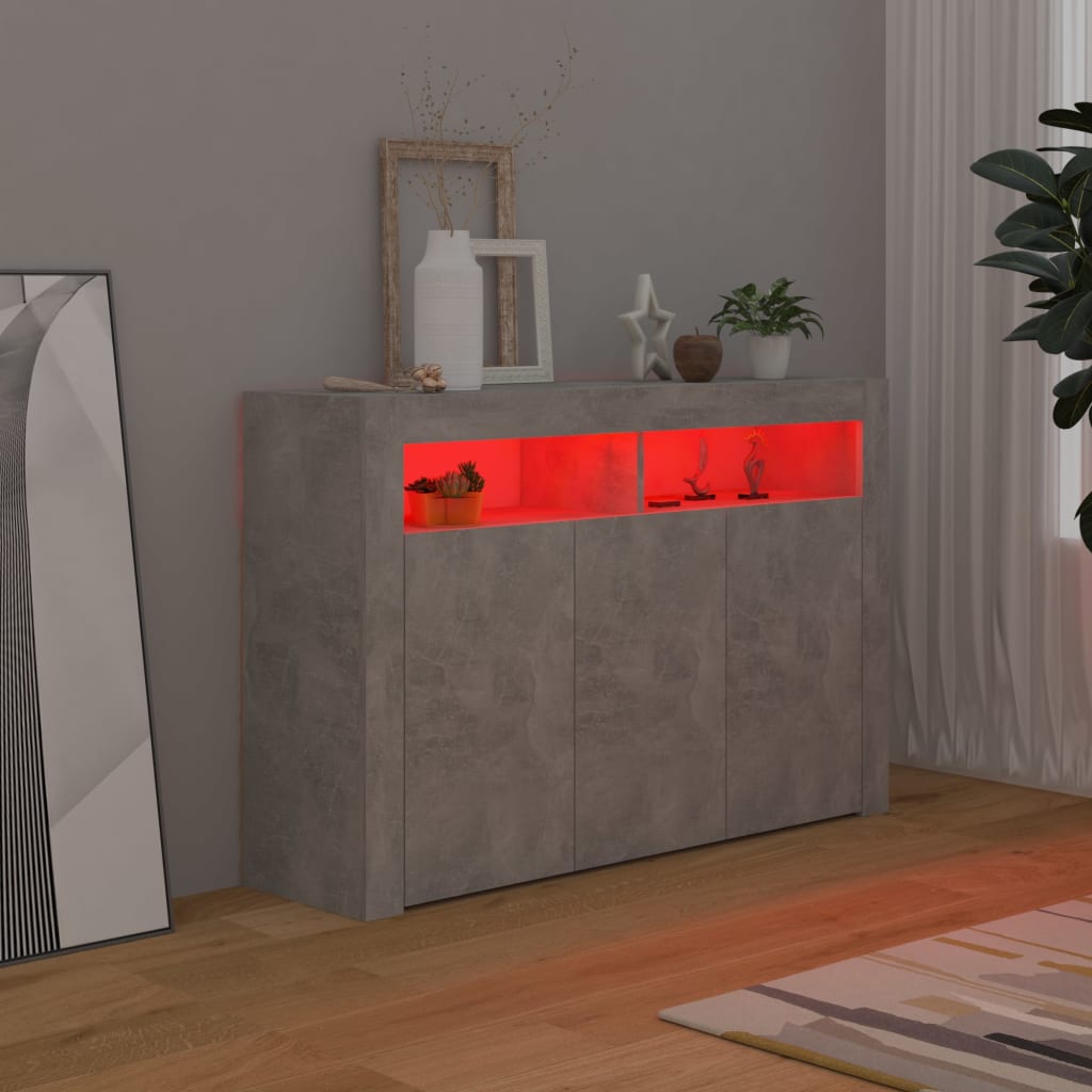 Credenza con Luci LED Grigio Cemento 115,5x30x75 cm - homemem39