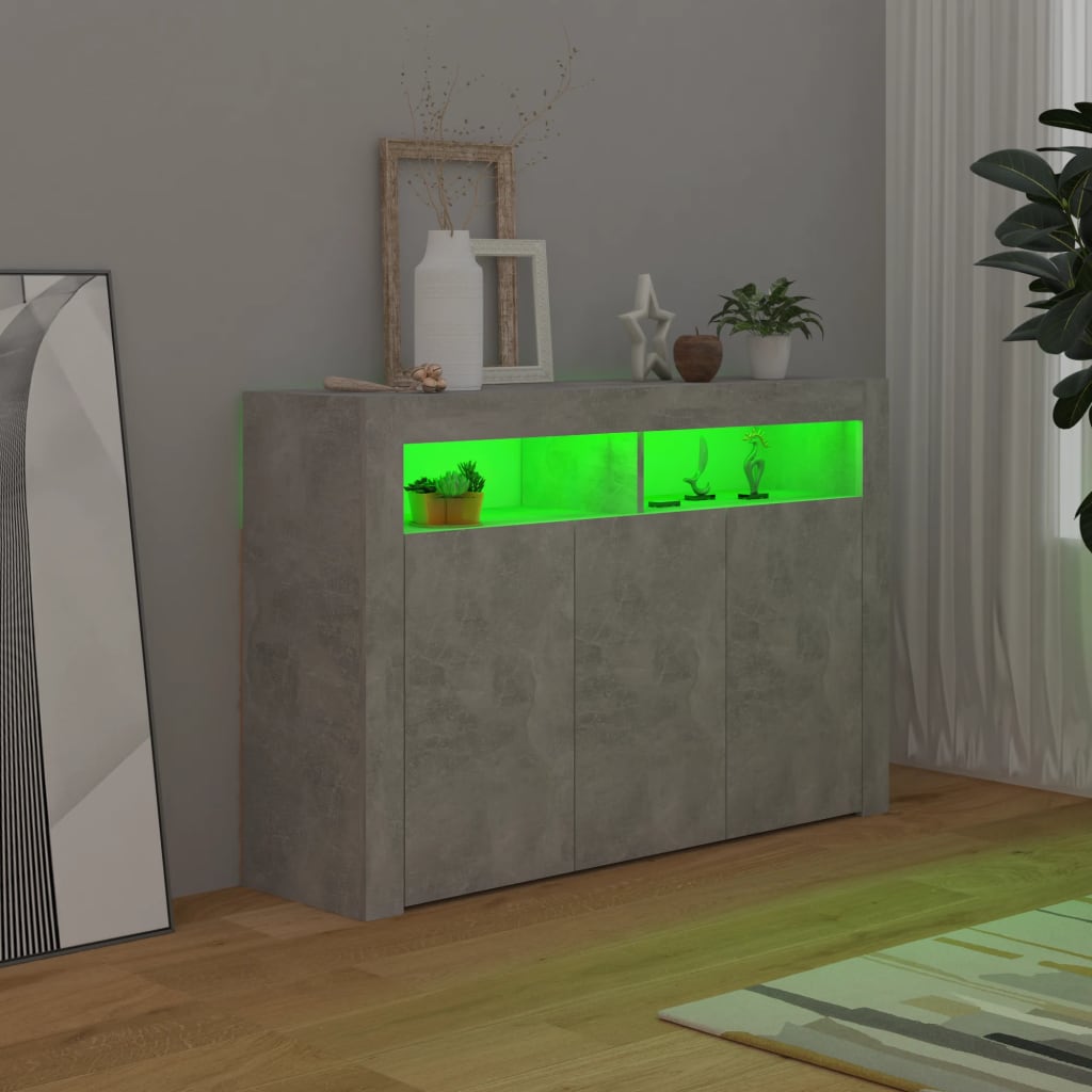 Credenza con Luci LED Grigio Cemento 115,5x30x75 cm - homemem39