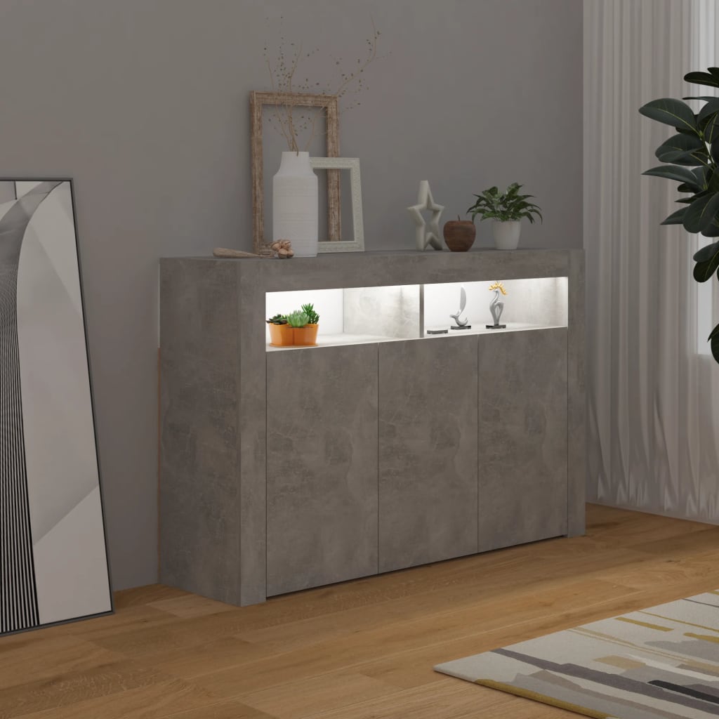 Credenza con Luci LED Grigio Cemento 115,5x30x75 cm - homemem39