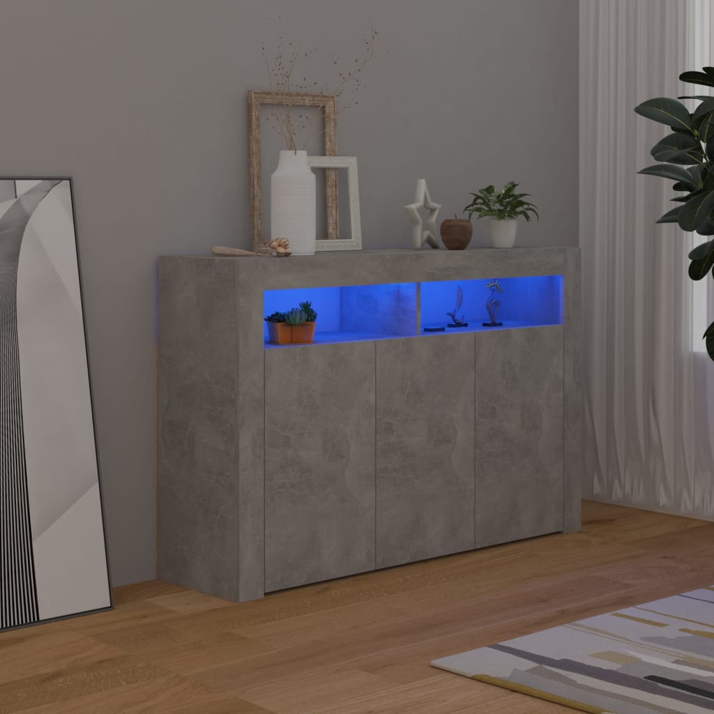 Credenza con Luci LED Grigio Cemento 115,5x30x75 cm - homemem39