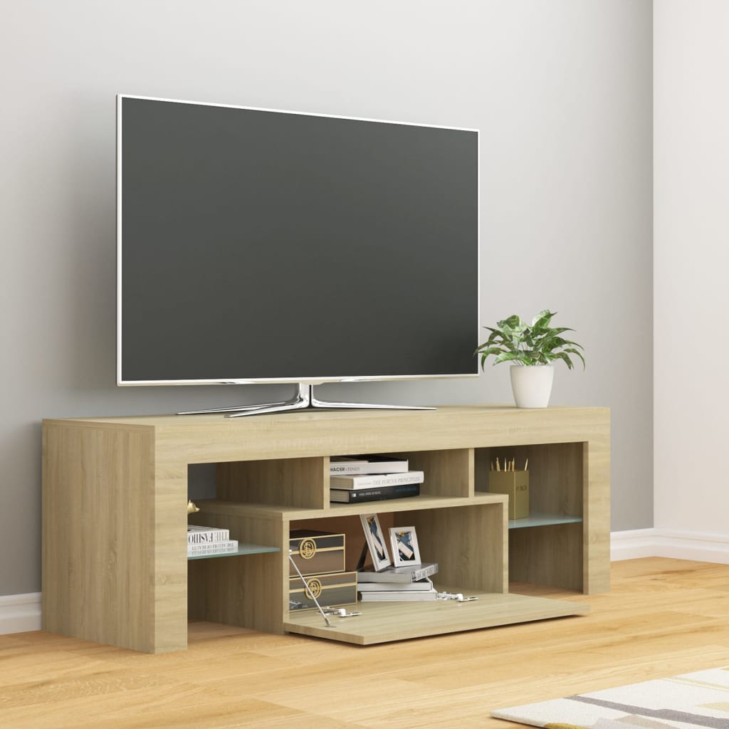 Mobile Porta TV con Luci LED Rovere Sonoma 120x35x40 cm - homemem39