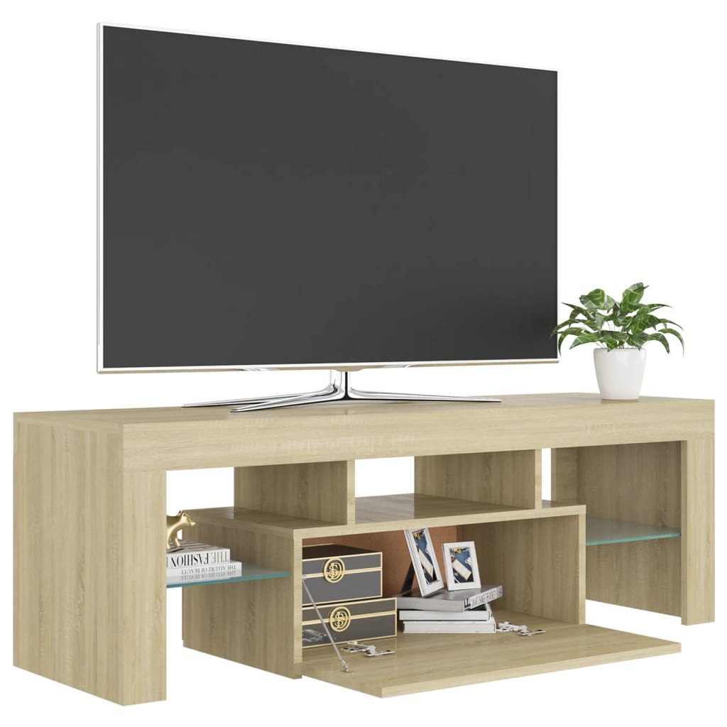 Mobile Porta TV con Luci LED Rovere Sonoma 120x35x40 cm - homemem39