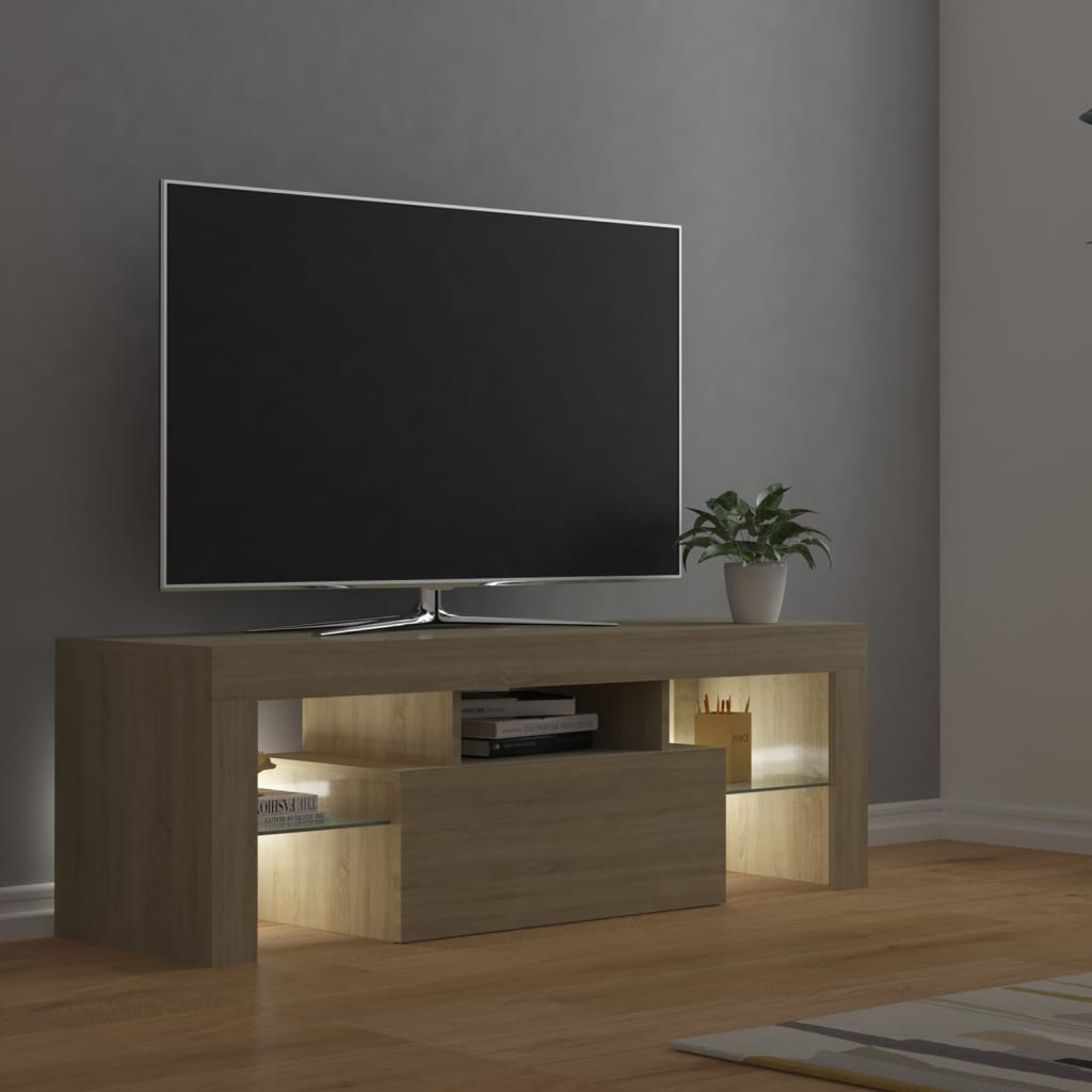 Mobile Porta TV con Luci LED Rovere Sonoma 120x35x40 cm - homemem39