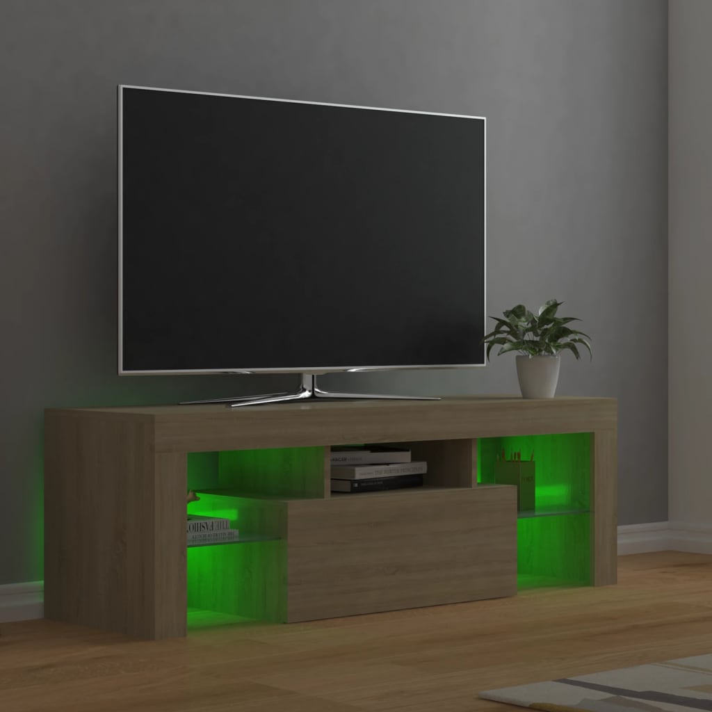 Mobile Porta TV con Luci LED Rovere Sonoma 120x35x40 cm - homemem39