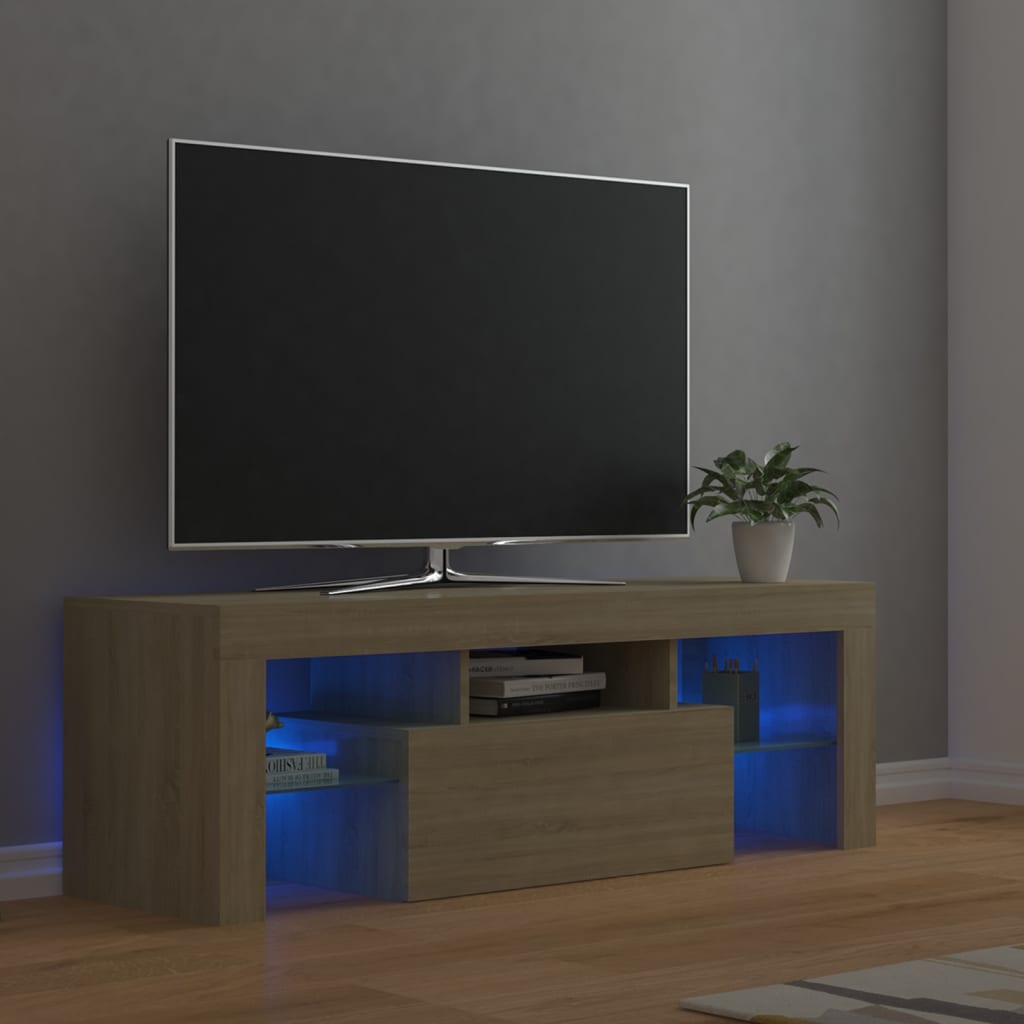 Mobile Porta TV con Luci LED Rovere Sonoma 120x35x40 cm - homemem39