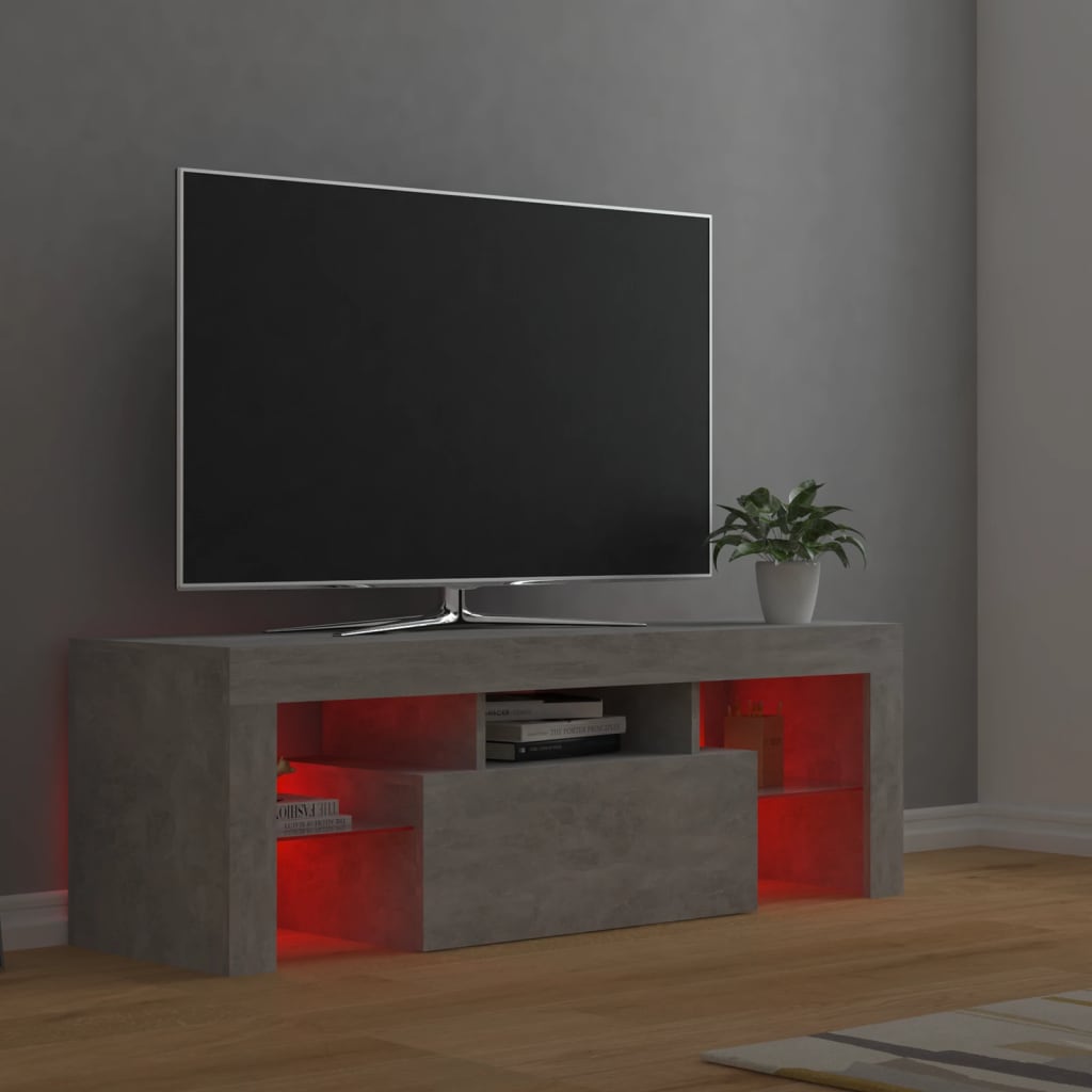 Mobile Porta TV con Luci LED Grigio Cemento 120x35x40 cm - homemem39