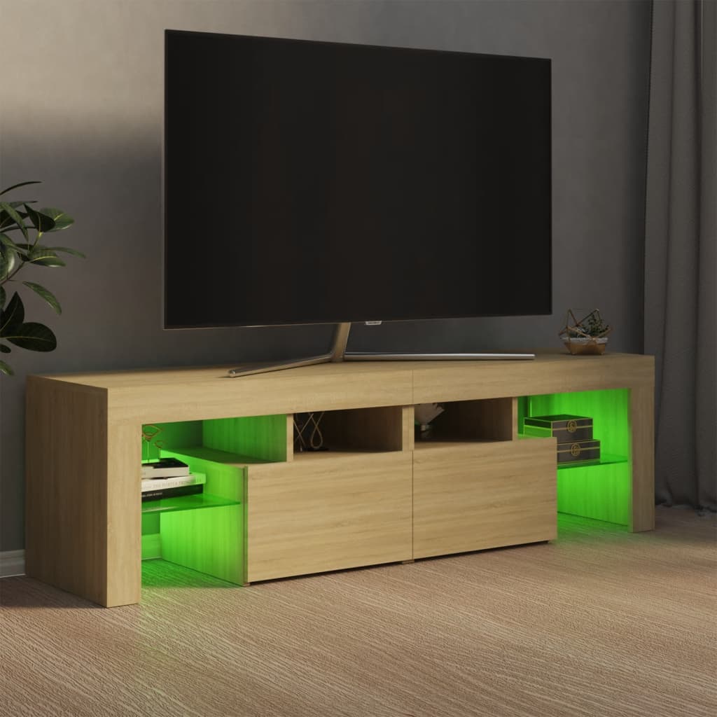 Mobile Porta TV con Luci LED Rovere Sonoma 140x36,5x40 cm - homemem39