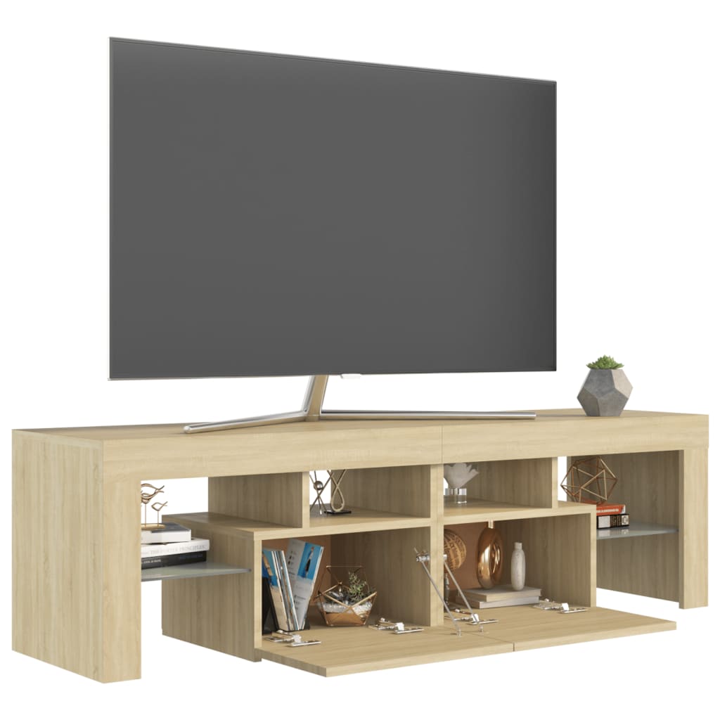 Mobile Porta TV con Luci LED Rovere Sonoma 140x36,5x40 cm - homemem39