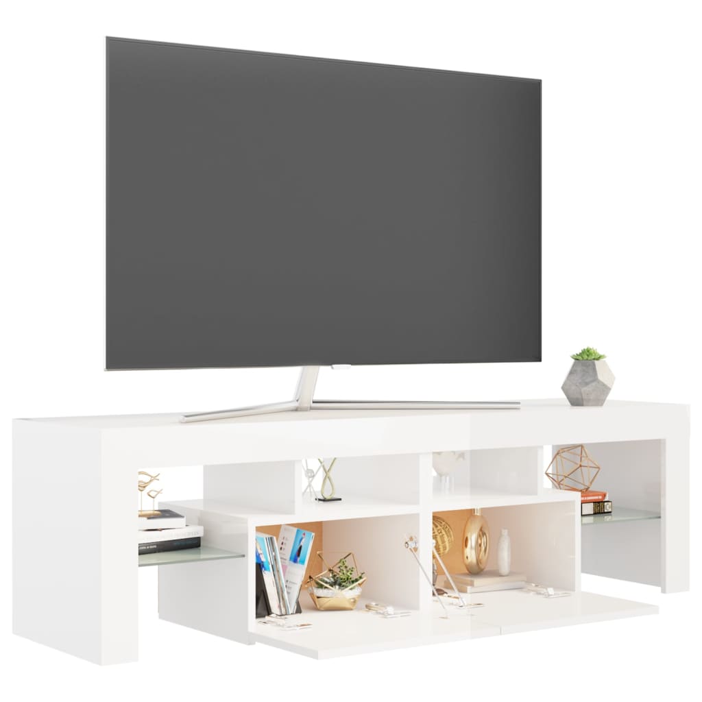 Mobile Porta TV con Luci LED Bianco Lucido 140x36,5x40 cm - homemem39