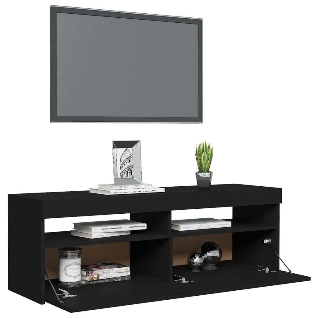 Mobile Porta TV con Luci LED Nero 120x35x40 cm - homemem39