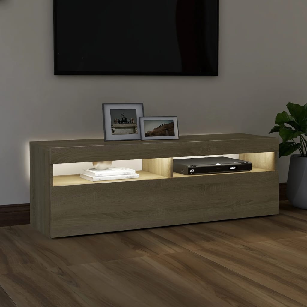 Mobile Porta TV con Luci LED Rovere Sonoma 120x35x40 cm - homemem39