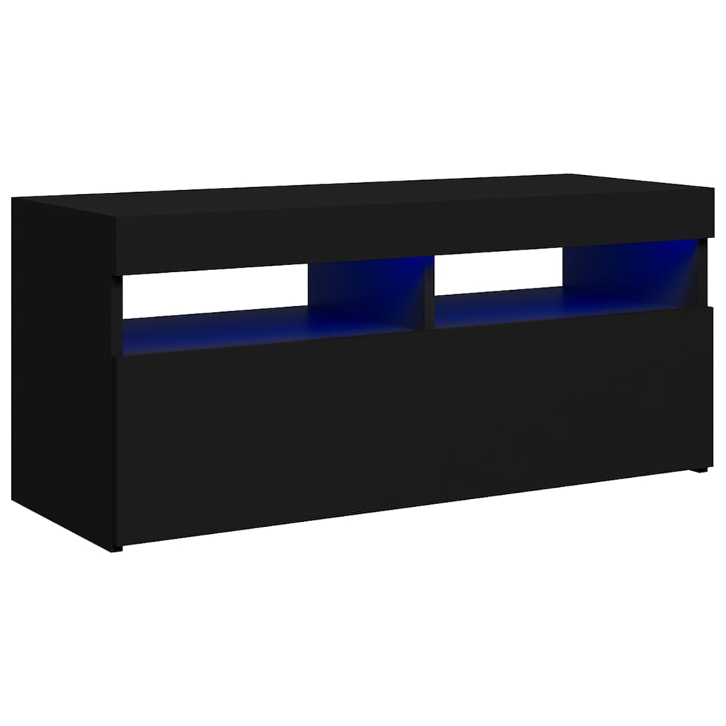 Mobile Porta TV con Luci LED Nero 90x35x40 cm - homemem39