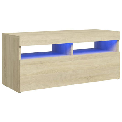 Mobile Porta TV con Luci LED Rovere Sonoma 90x35x40 cm - homemem39