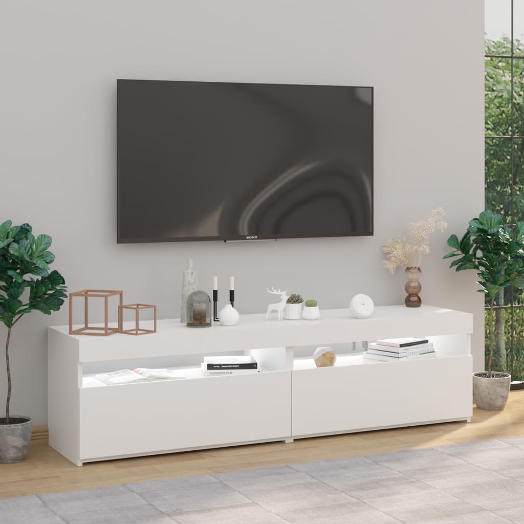 Mobili Porta TV con Luci LED 2 pz Bianco 75x35x40 cm - homemem39