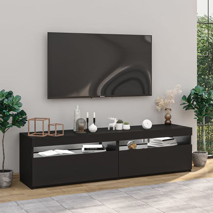 Mobili Porta TV con Luci LED 2 pz Nero 75x35x40 cm - homemem39