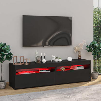 Mobili Porta TV con Luci LED 2 pz Nero 75x35x40 cm - homemem39