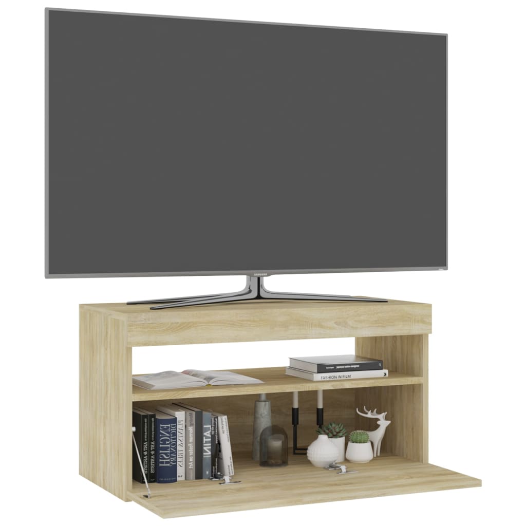 Mobile Porta TV con Luci LED Rovere Sonoma 60x35x40 cm - homemem39