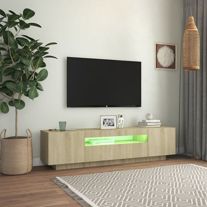 Mobile Porta TV con Luci LED Rovere Sonoma 160x35x40 cm - homemem39