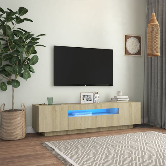 Mobile Porta TV con Luci LED Rovere Sonoma 160x35x40 cm - homemem39