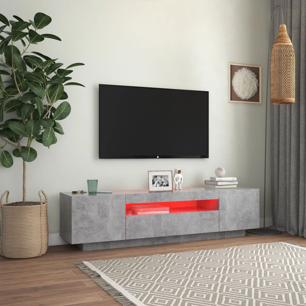 Mobile Porta TV con Luci LED Grigio Cemento 160x35x40 cm - homemem39