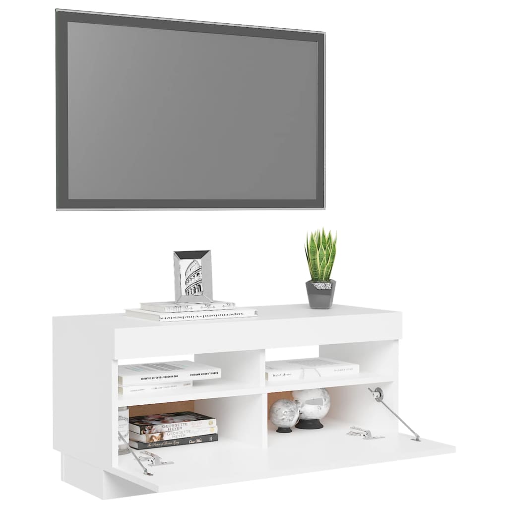 Mobile Porta TV con Luci LED Bianco 80x35x40 cm - homemem39