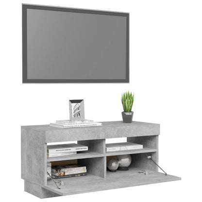 Mobile Porta TV con Luci LED Grigio Cemento 80x35x40 cm - homemem39