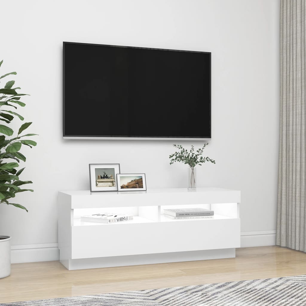 Mobile Porta TV con Luci LED Bianco 100x35x40 cm - homemem39