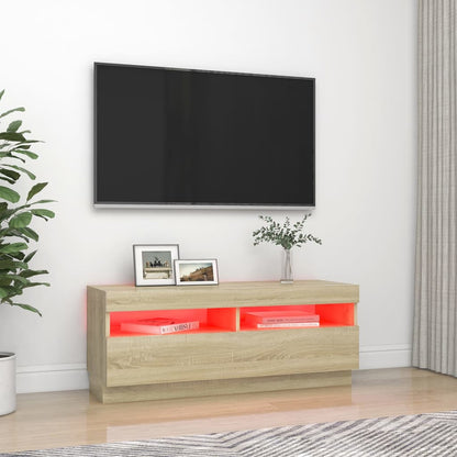 Mobile Porta TV con Luci LED Rovere Sonoma 100x35x40 cm - homemem39