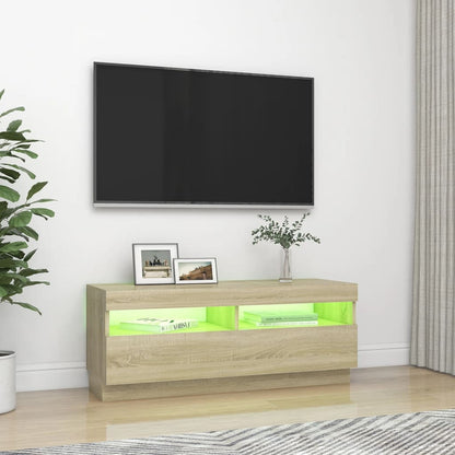 Mobile Porta TV con Luci LED Rovere Sonoma 100x35x40 cm - homemem39