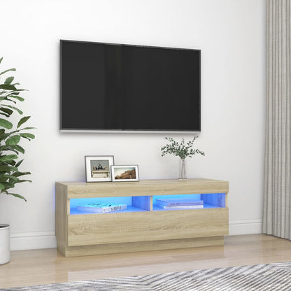 Mobile Porta TV con Luci LED Rovere Sonoma 100x35x40 cm - homemem39