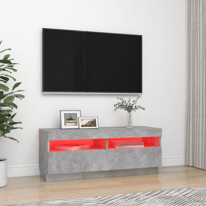 Mobile Porta TV con Luci LED Grigio Cemento 100x35x40 cm - homemem39