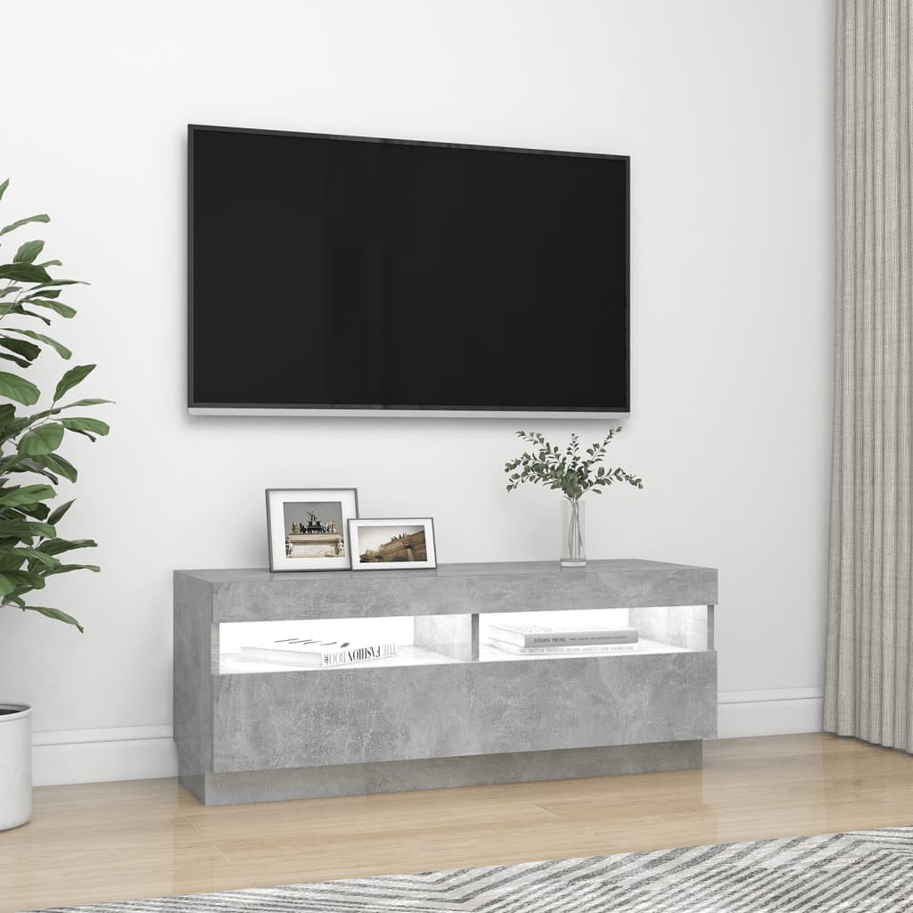 Mobile Porta TV con Luci LED Grigio Cemento 100x35x40 cm - homemem39
