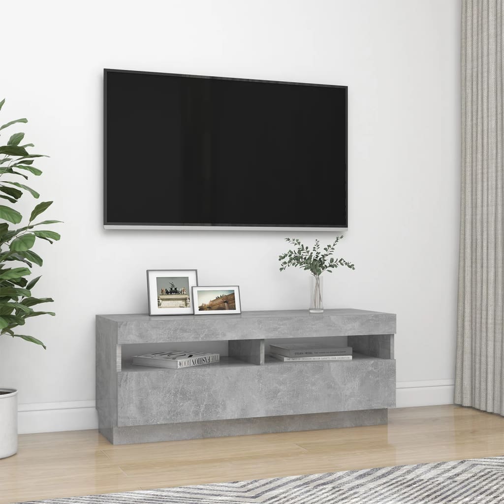 Mobile Porta TV con Luci LED Grigio Cemento 100x35x40 cm - homemem39