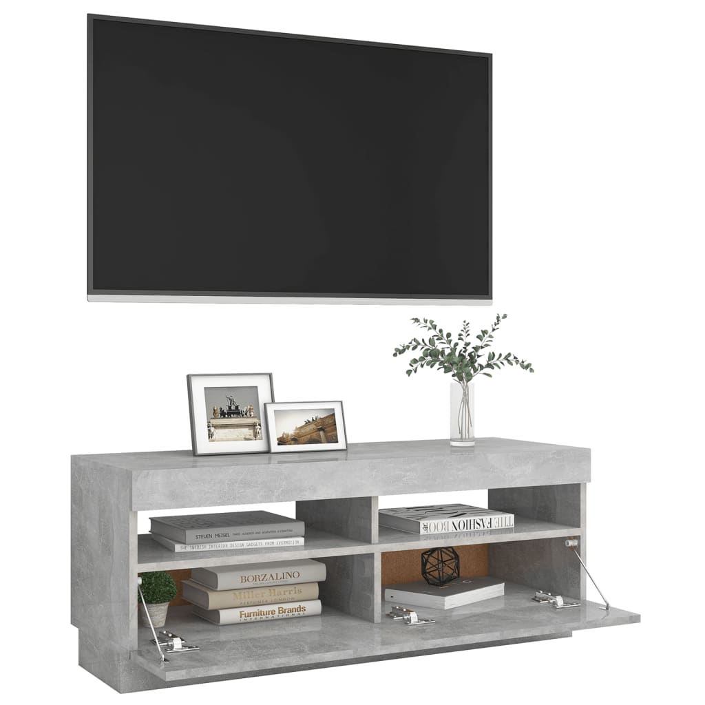 Mobile Porta TV con Luci LED Grigio Cemento 100x35x40 cm - homemem39